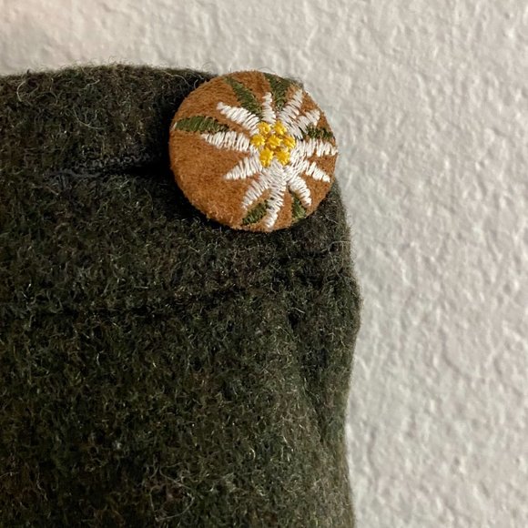 Modern Vintage Embroidered Leather & Wool Skirt - Picture 3 of 6